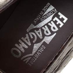 Pre Owned Salvatore Ferragamo Mocca Crocodile Leather Pablo Penny Loafers Size 42.5