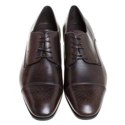 Pre Owned Salvatore Ferragamo Brown Brogue Leather Cairo Derby Size 44