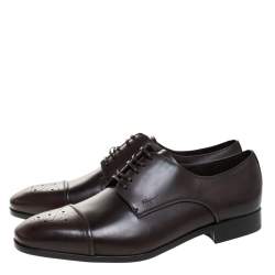 Pre Owned Salvatore Ferragamo Brown Brogue Leather Cairo Derby Size 44