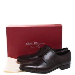 Pre Owned Salvatore Ferragamo Brown Brogue Leather Cairo Derby Size 44