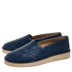 Pre Owned حذاء إسبادريل سالفاتوري فيراغامو "لامبدوسا" جلد تمساح أزرق مقاس 43.5