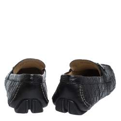 Pre Owned Salvatore Ferragamo Black Croc Leather Parigi Loafers Size 44.5