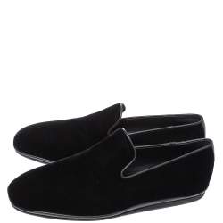 Pre Owned Salvatore Ferragamo Black Velvet Loafers Size 42
