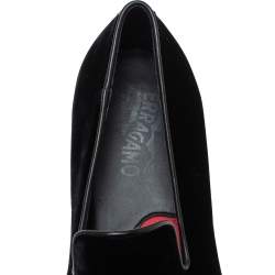 Pre Owned Salvatore Ferragamo Black Velvet Loafers Size 42