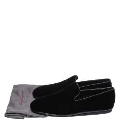 Pre Owned Salvatore Ferragamo Black Velvet Loafers Size 42