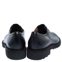 Pre Owned Salvatore Ferragamo Black Leather Laceless Oxford Shoes Size 42