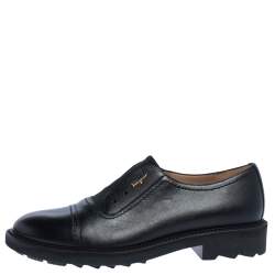 Pre Owned Salvatore Ferragamo Black Leather Laceless Oxford Shoes Size 42