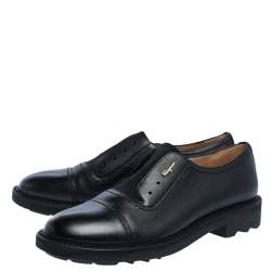 Pre Owned Salvatore Ferragamo Black Leather Laceless Oxford Shoes Size 42