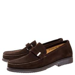 Pre Owned Salvatore Ferragamo Brown Suede Loafers Size 43.5
