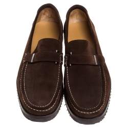 Pre Owned Salvatore Ferragamo Brown Suede Loafers Size 43.5