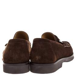 Pre Owned Salvatore Ferragamo Brown Suede Loafers Size 43.5