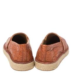 مملوكة مسبقًا Salvatore Ferragamo Cognac Crocodile Leather Lampedusa Espadrilles Size 44