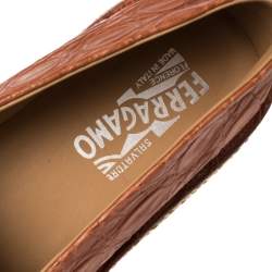 مملوكة مسبقًا Salvatore Ferragamo Cognac Crocodile Leather Lampedusa Espadrilles Size 44
