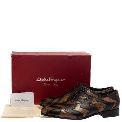 Salvatore Ferragamo Brown Ostrich Leather Francesina Lace Up Oxfords Size 43