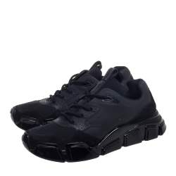 Salvatore Ferragamo Black Suede And Leather Booster 4 Low Top Sneakers Size 44