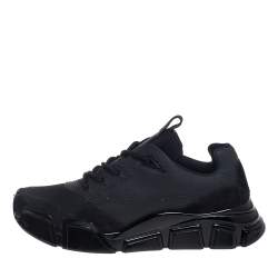 Salvatore Ferragamo Black Suede And Leather Booster 4 Low Top Sneakers Size 44