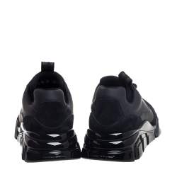 Salvatore Ferragamo Black Suede And Leather Booster 4 Low Top Sneakers Size 44