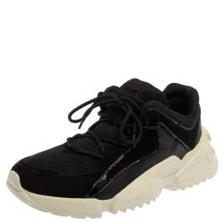 Salvatore Ferragamo Black Suede And Mesh Skylar Sneakers Size 44 
