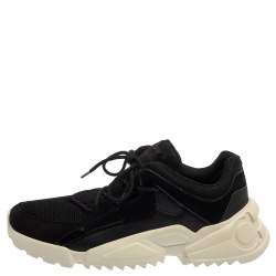 Salvatore Ferragamo Black Suede And Mesh Skylar Sneakers Size 44 