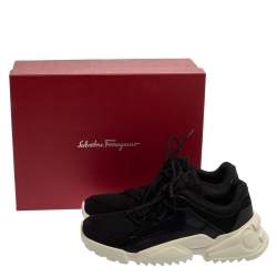 Salvatore Ferragamo Black Suede And Mesh Skylar Sneakers Size 44 