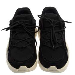 Salvatore Ferragamo Black Suede And Mesh Skylar Sneakers Size 44 