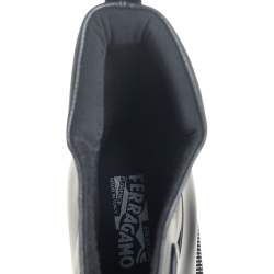 Pre Owned Salvatore Ferragamo Black Rubber and Leather Ankle Boots Size 42