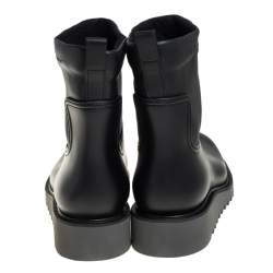 Pre Owned Salvatore Ferragamo Black Rubber and Leather Ankle Boots Size 42