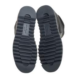 Pre Owned Salvatore Ferragamo Black Rubber and Leather Ankle Boots Size 42