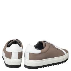  Salvatore Ferragamo Brown/White Leather And Nubuck Sneakers Size 45