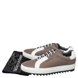  Salvatore Ferragamo Brown/White Leather And Nubuck Sneakers Size 45