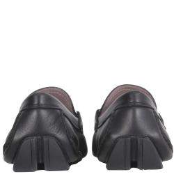 Pre Owned Salvatore Ferragamo Black Leather Gancini Driver Loafers Size US 8 EU 41