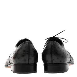مملوكة مسبقًا Salvatore Ferragamo Dark Grey Ostrich Leather Gris Oxfords Size 44