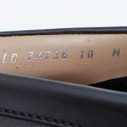 Pre Owned Salvatore Ferragamo Black Leather Gancini Espadrille Slip On Loafers Size 44