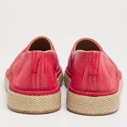 Salvatore Ferragamo Red Lizard Leather Lampedusa Slip-On Espadrilles Size 43