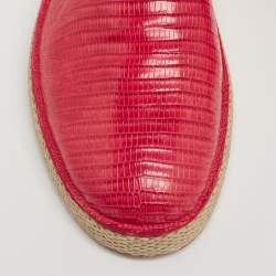 Salvatore Ferragamo Red Lizard Leather Lampedusa Slip-On Espadrilles Size 43