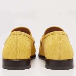 مملوكة مسبقًا Salvatore Ferragamo Yellow Python Leather Mason Horsebit Slip On Loafers Size 41