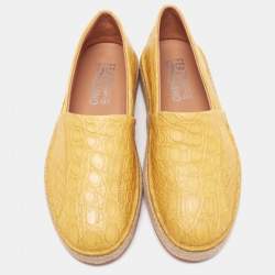 Pre Owned Salvatore Ferragamo Yellow Crocodile Leather Lampedusa Espadrilles Size 41.5