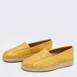 Salvatore Ferragamo Yellow Crocodile Leather Lampedusa Flat Espadrilles Size 41