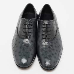 Pre Owned حذاء أوكسفورد سالفاتوري فيراغامو غريس جلد نعام أخضر مزرق مقاس 41