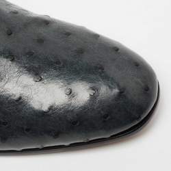 Pre Owned حذاء أوكسفورد سالفاتوري فيراغامو غريس جلد نعام أخضر مزرق مقاس 41