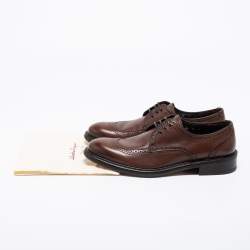 Pre Owned Salvatore Ferragamo Brown Leather Brogue Lace Up Derby Size 43
