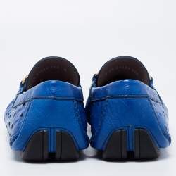 Pre Owned Salvatore Ferragamo Blue Ostrich Leather Loafers Size 42 