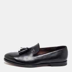 Pre Owned Salvatore Ferragamo Black Leather Tassel Loafers Size 41.5 