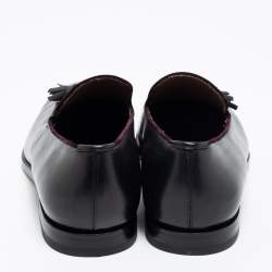 Pre Owned Salvatore Ferragamo Black Leather Tassel Loafers Size 41.5 