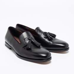 Pre Owned Salvatore Ferragamo Black Leather Tassel Loafers Size 41.5 