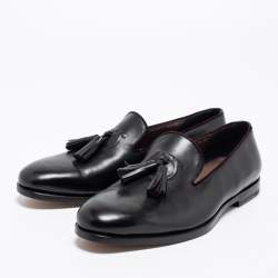 Pre Owned Salvatore Ferragamo Black Leather Tassel Loafers Size 41.5 
