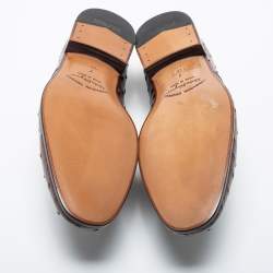   Salvatore Ferragamo Dark Brown Ostrich Leather Gris Oxfords Size 41