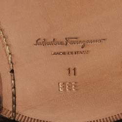 Pre Owned Salvatore Ferragamo Black Brogue Leather Genesis Fringe Detail Wingtip Oxford Size 45