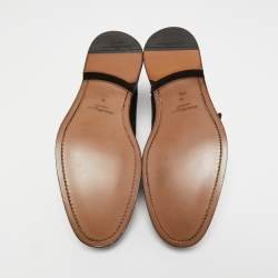 Pre Owned Salvatore Ferragamo Black Brogue Leather Genesis Fringe Detail Wingtip Oxford Size 45