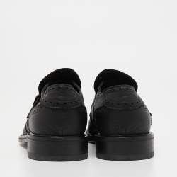 Pre Owned Salvatore Ferragamo Black Brogue Leather Genesis Fringe Detail Wingtip Oxford Size 45